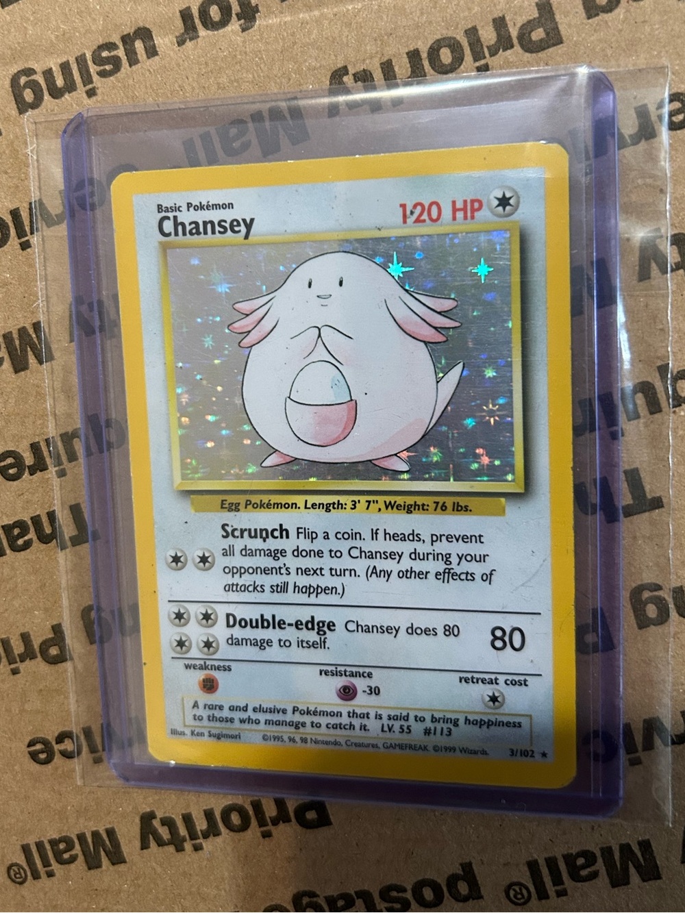 Holo Chansey ‘99 Pokemon TCG Base Set Card No. 3/102 ⭐️